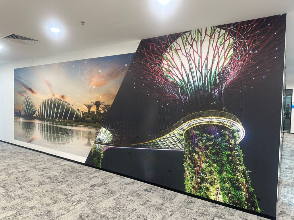 Office space in Singapore with decorative glass film treatment