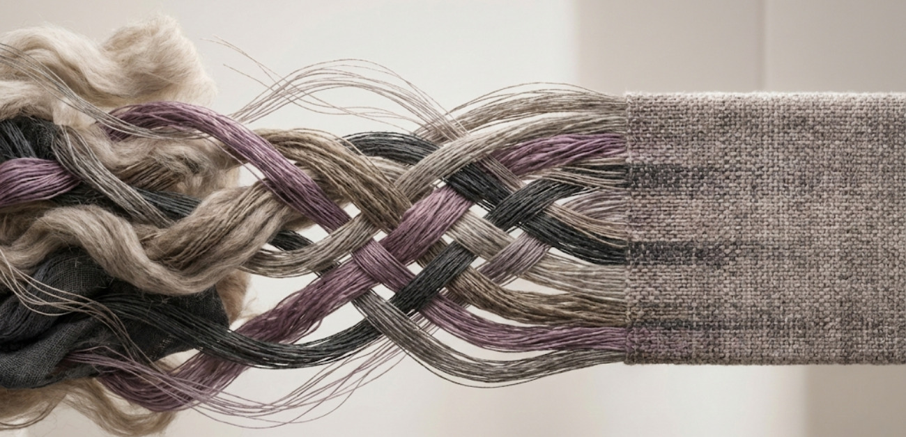 Woven and linear textured wallcovering pattern for subtle feature wall design
