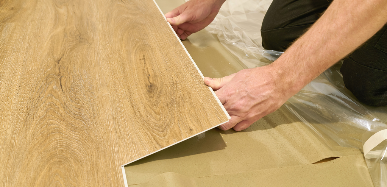 Installation process of contract grade vinyl flooring in a commercial office setting