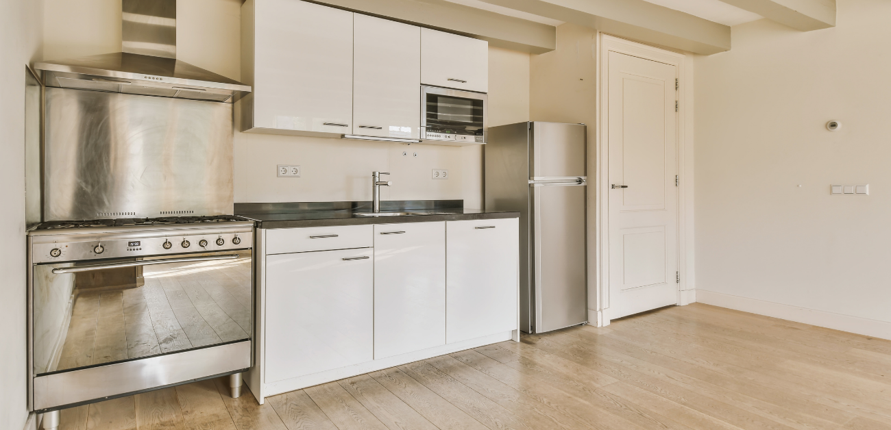 Professional kitchen with hygienic vinyl flooring supporting easy cleaning and maintenance