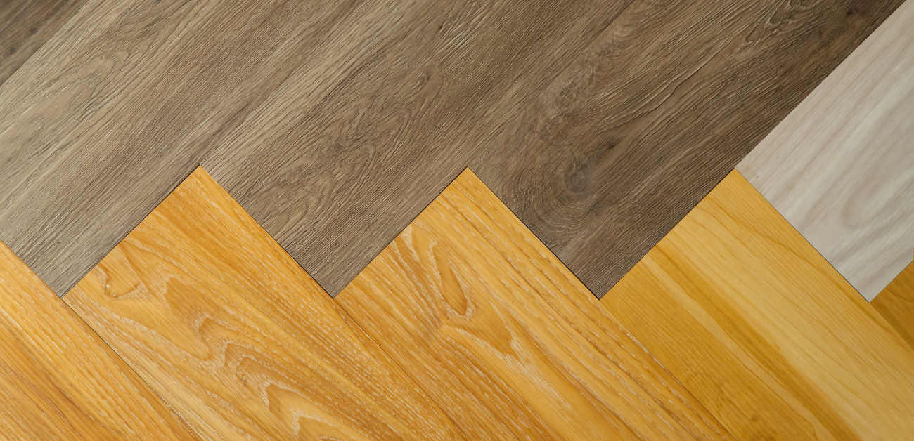 Different vinyl flooring patterns and tones suitable for commercial office design