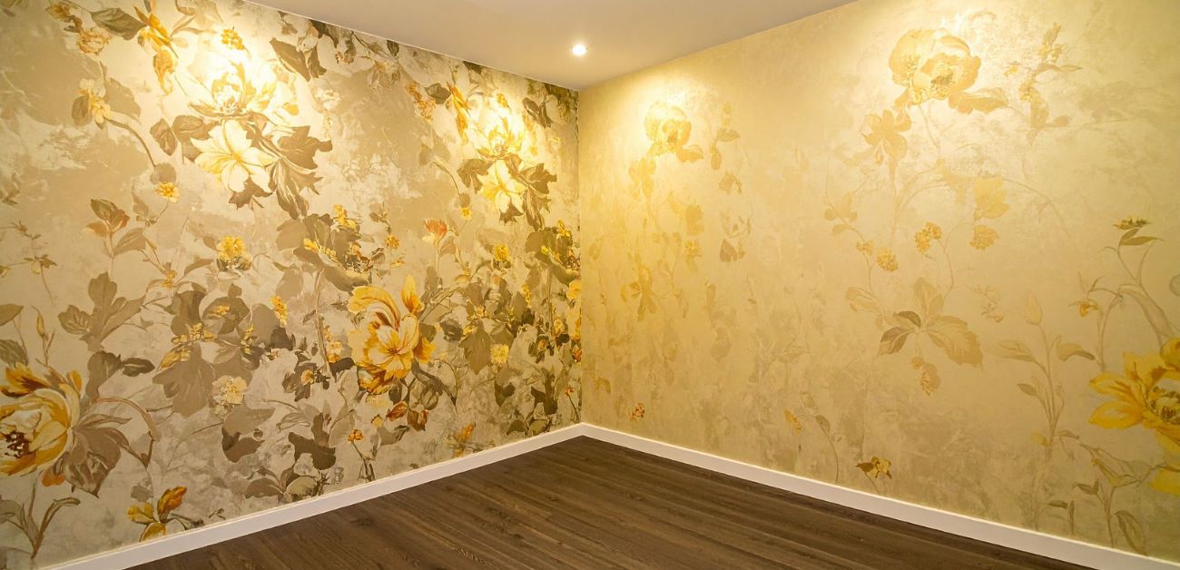 Textured feature wall with decorative finishes designed for long-term durability