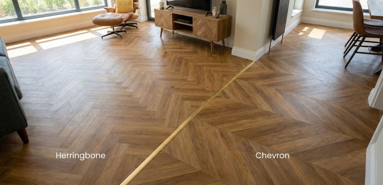 Herringbone and chevron layouts