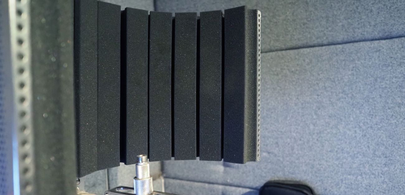 Close-up of acoustic wall panel materials designed for sound absorption