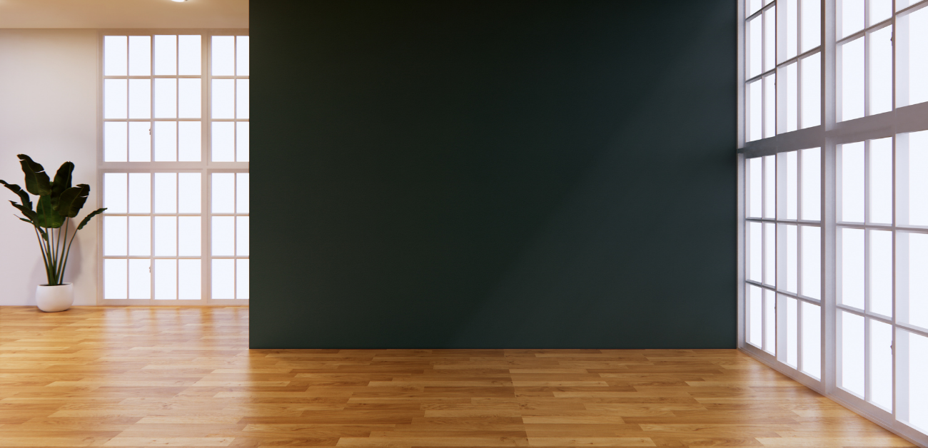 Interior space using low-VOC flooring to support healthy indoor air quality