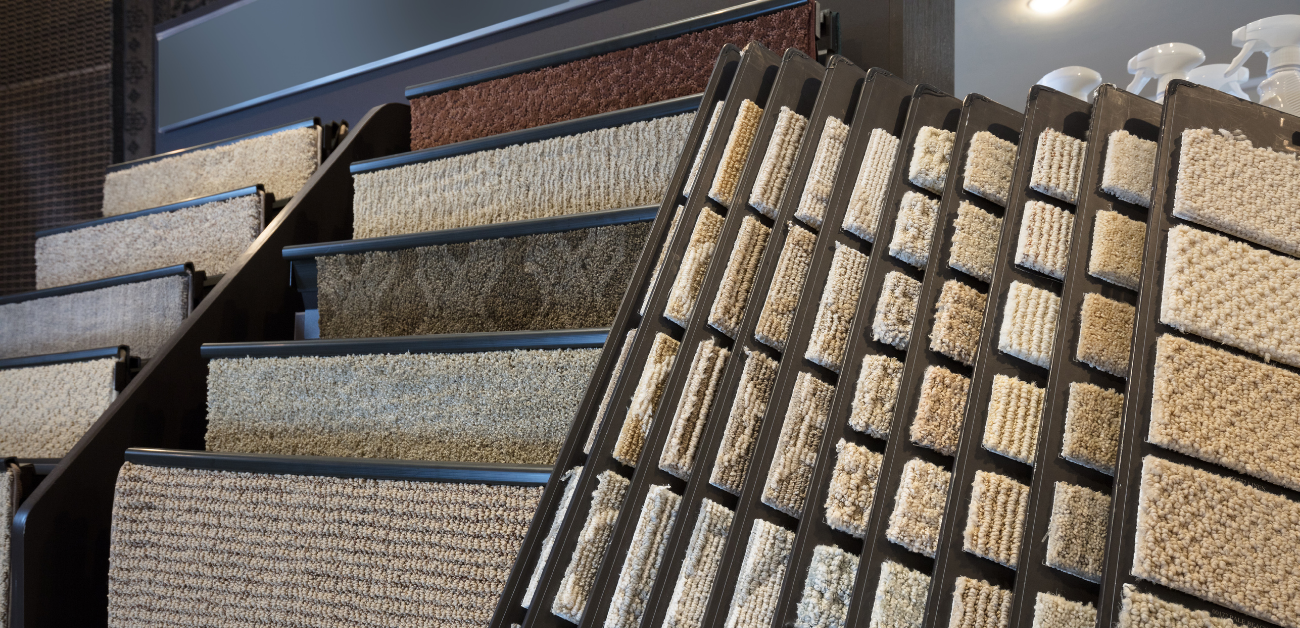 Carpet sample library showcasing hotel room carpet options from a professional supplier
