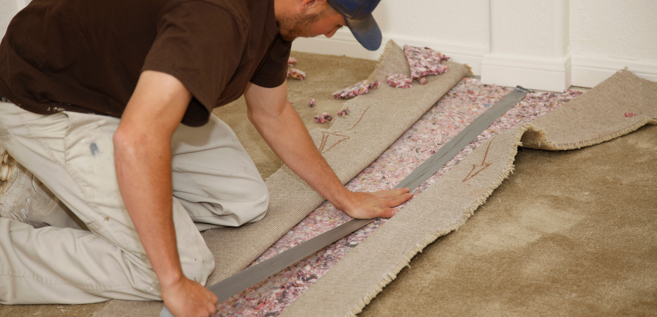 Underlay and subfloor preparation for heavy-duty hotel carpet installation