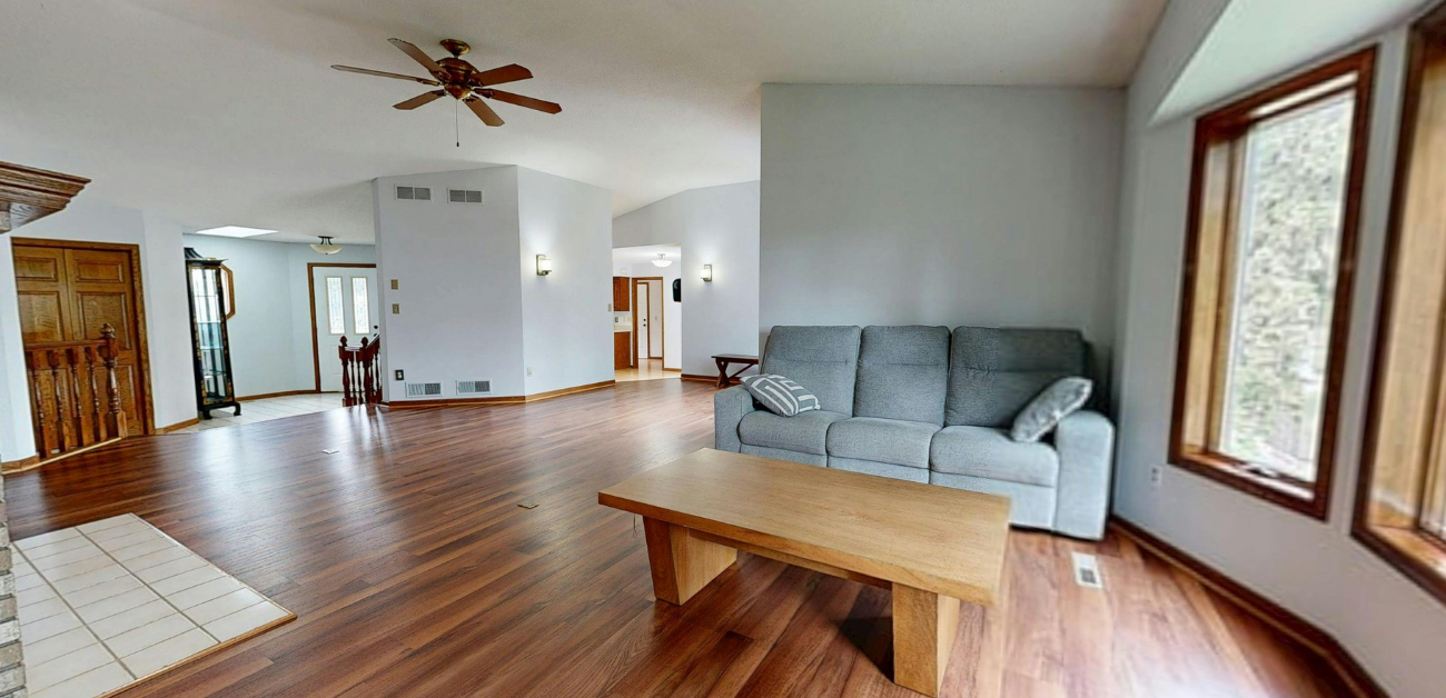 Close-up of recycled content vinyl flooring planks highlighting texture and finish