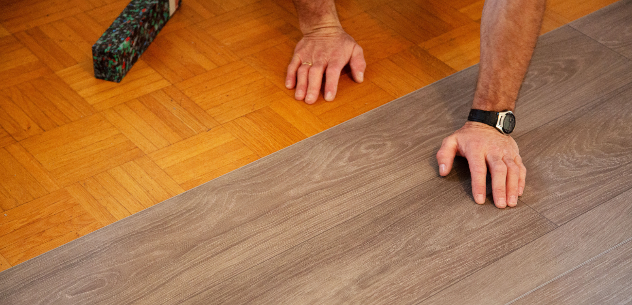 Installation of recycled content vinyl flooring in a contract environment