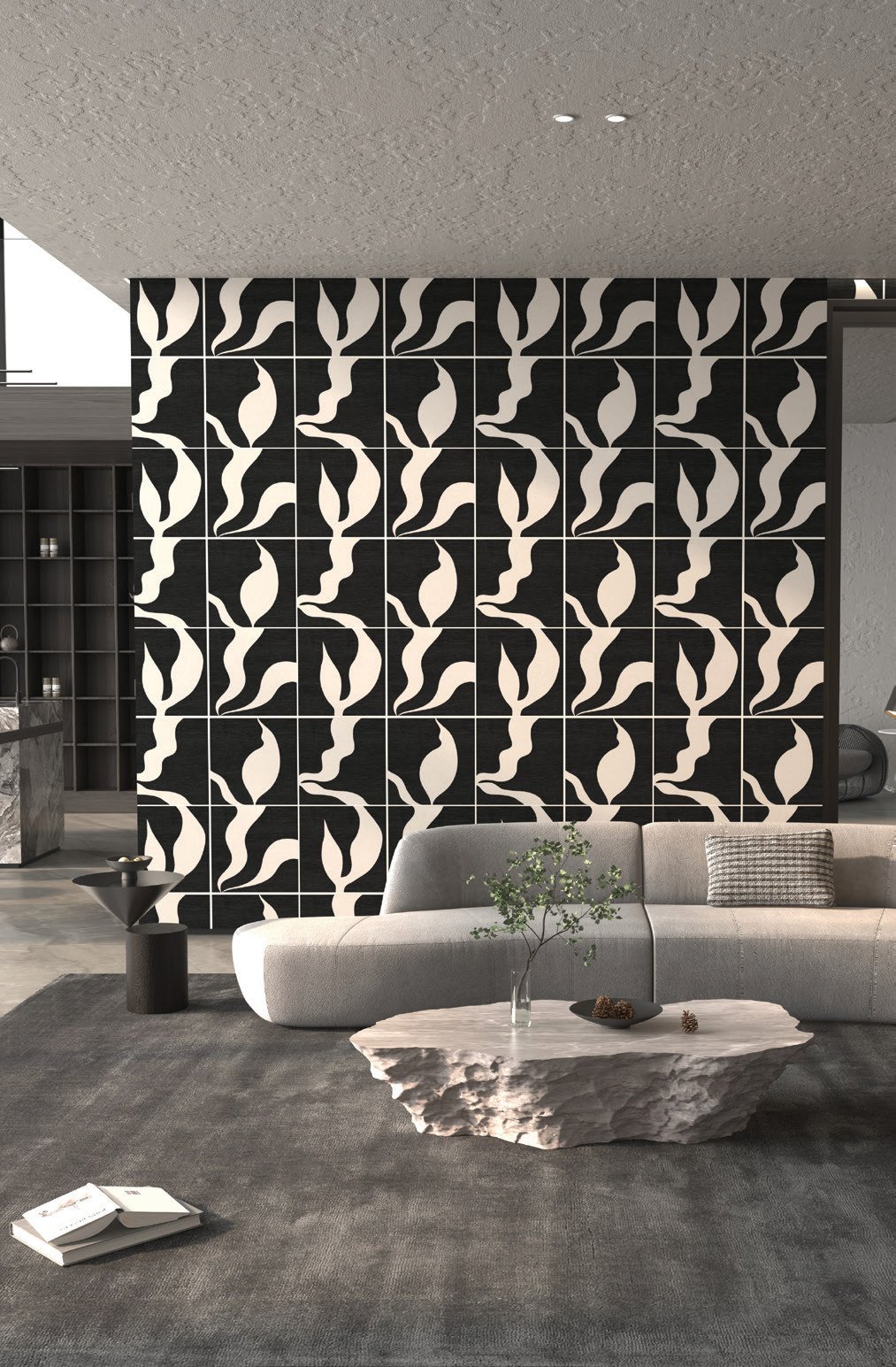 Bold graphic digitally printed wallcovering for a branded interior environment