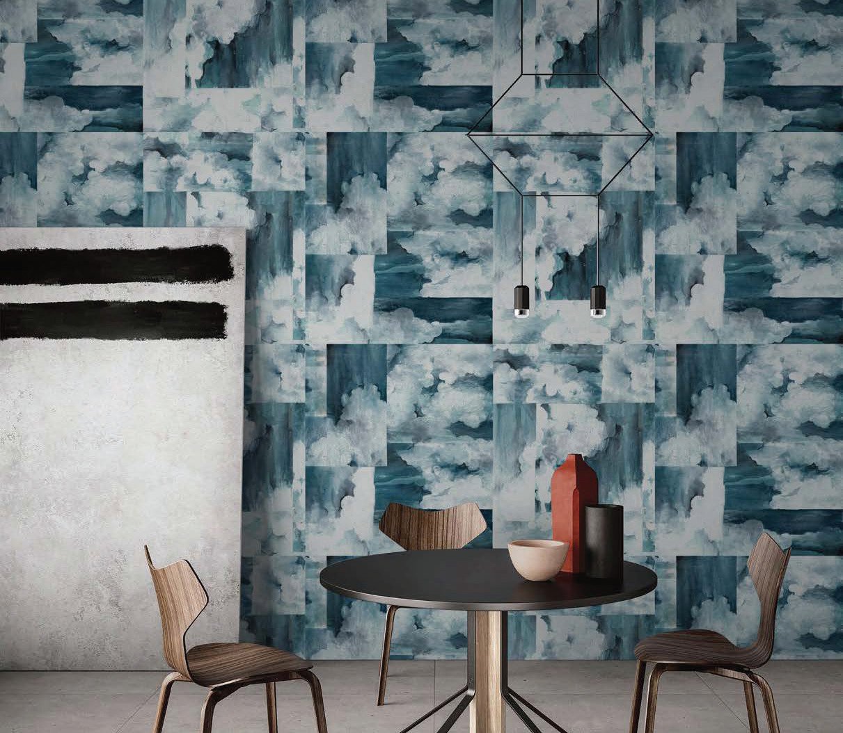 Digitally printed feature wall in a dining setting at SURFACE EDITS 2026