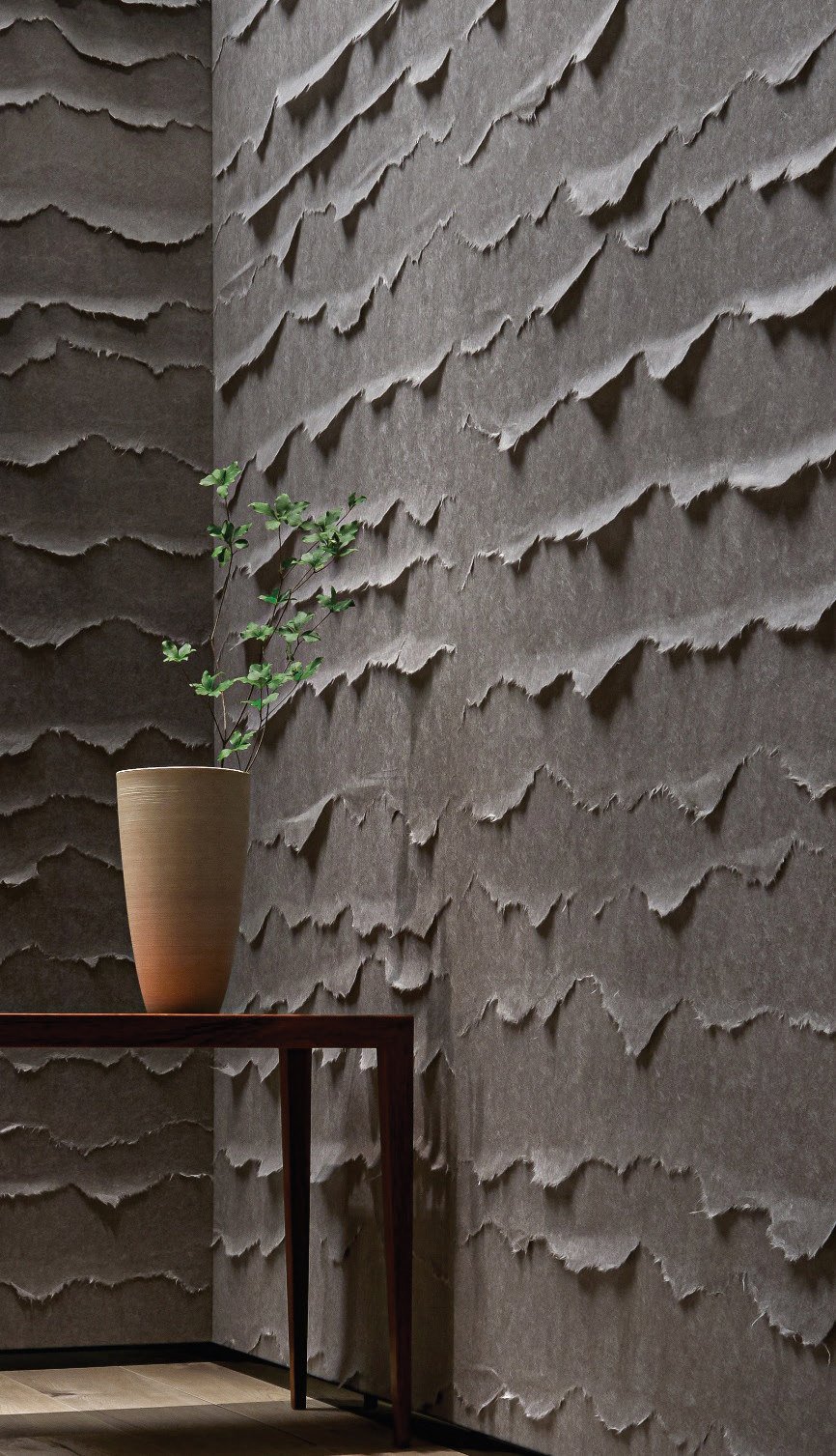 Handcrafted textured feature wall from Goodrich Global's bespoke surface solutions