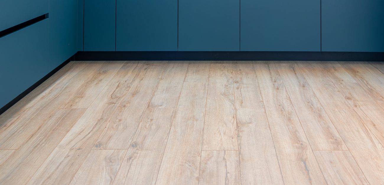 Slip-resistant vinyl flooring in a commercial kitchen designed for safety and durability